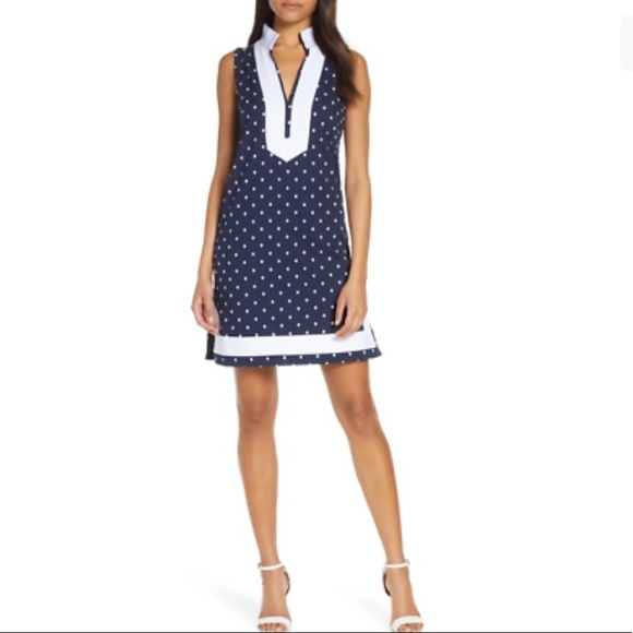 Eliza J Sleeveless Polka Dot Shift Dress - Picture 2 of 12